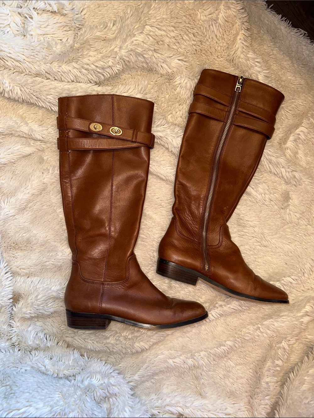 Coach Brown Leather Knee-High Riding Boots - Picture 7 of 8